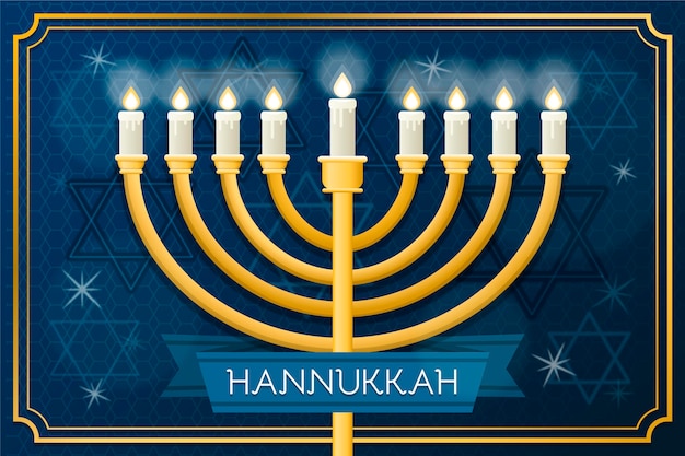 Vettore gratuito hanukkah blu e dorato