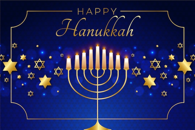 Vettore gratuito hanukkah blu e dorato