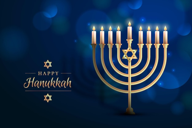 Vettore gratuito hanukkah blu e dorato