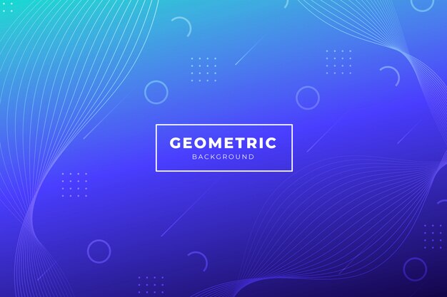 Blue gradient background with geometric shapes