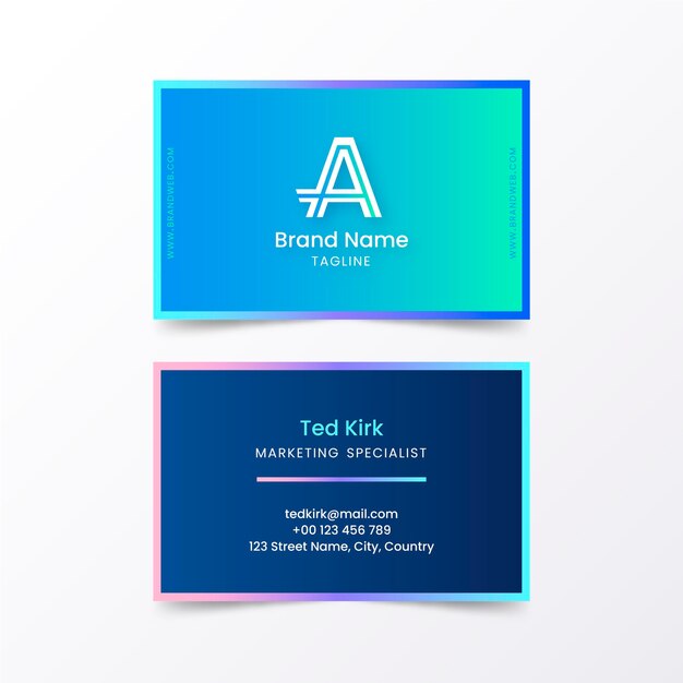Blue gradient business card template