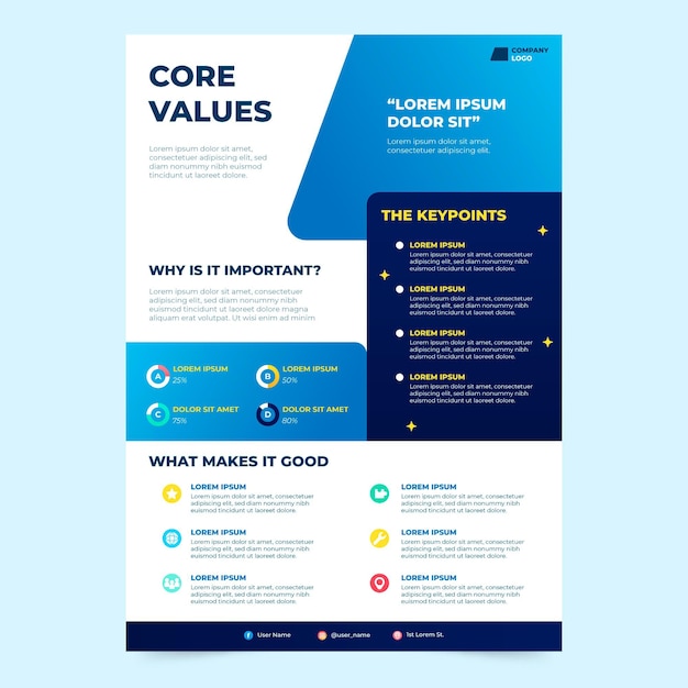 Blue gradient core values flyer