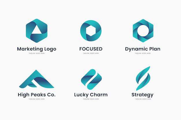 Free vector blue gradient marketing logo templates set