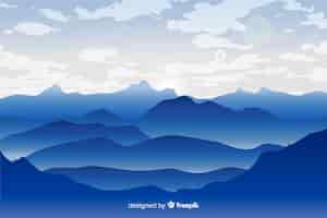 Free vector blue gradient mountains landscape background