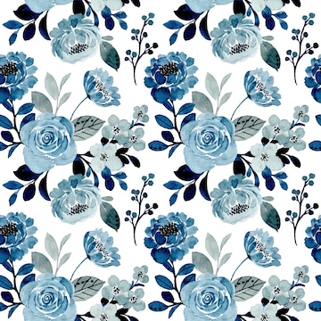 Premium Vector | Blue gray floral watercolor seamless pattern