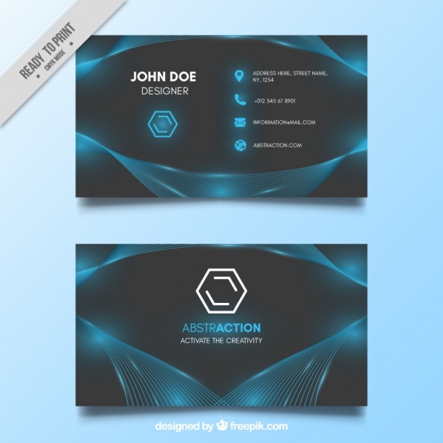 Free vector blue and gray shiny business card