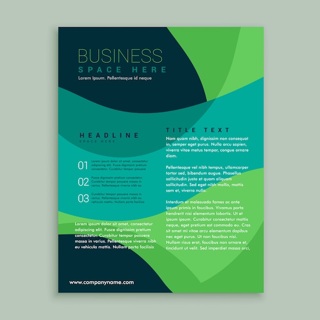 Blue and green brochure with wavy shapes