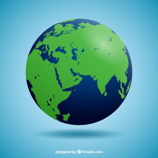 Blue and green earth globe in realistic design
