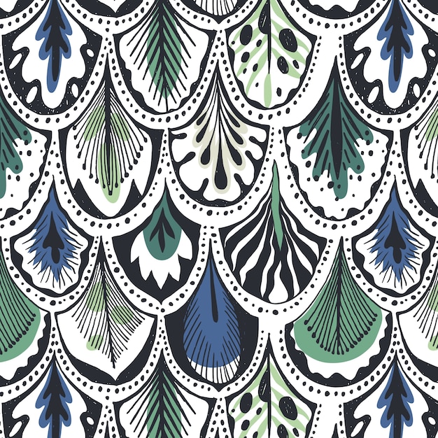 Free vector blue and green feathers pattern