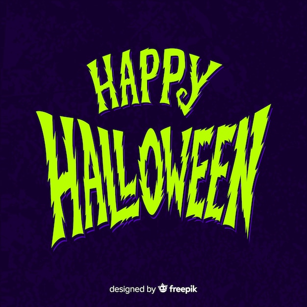 Blue and green happy halloween lettering