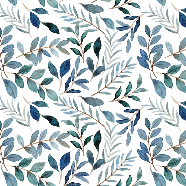 푸른 녹색 잎 수채화 원활한 패턴