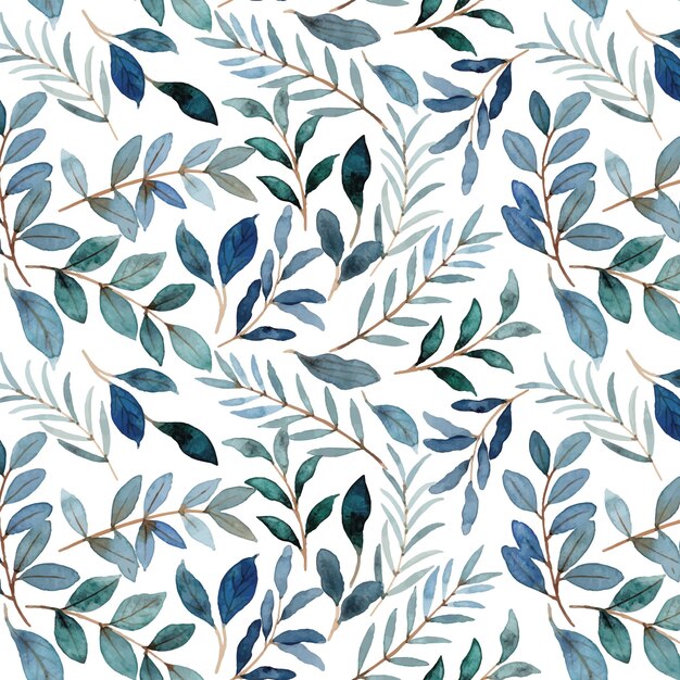 青緑の葉の水彩画のシームレスなパターン
