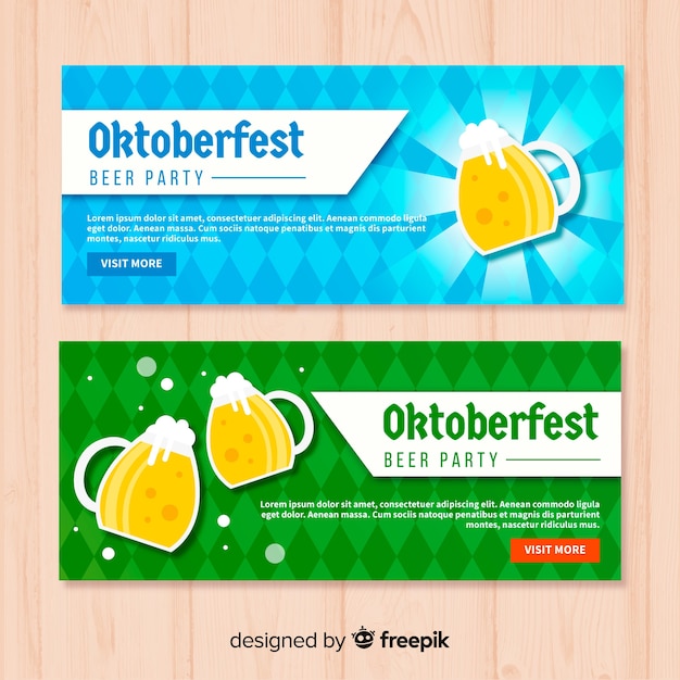 Blue and green oktoberfest banners