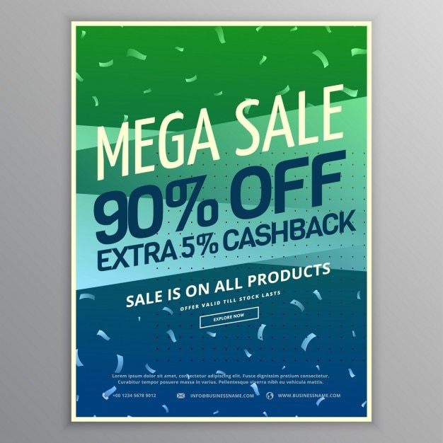 Free vector blue and green poster for discounts