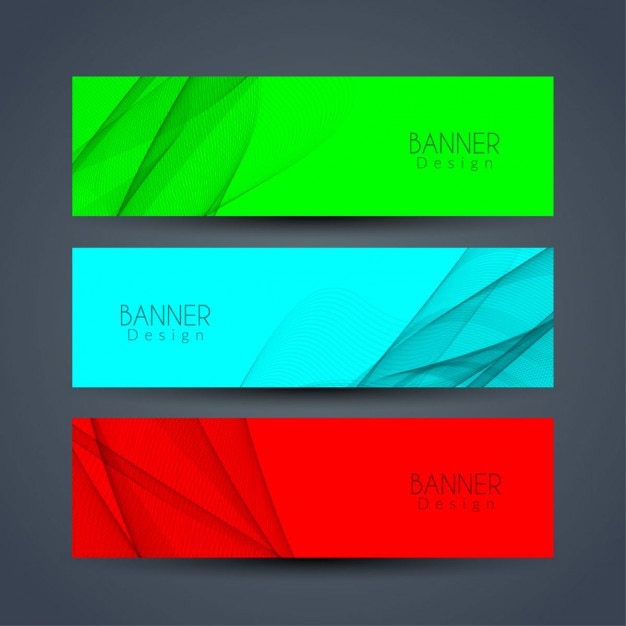 Free vector blue, green and red banners