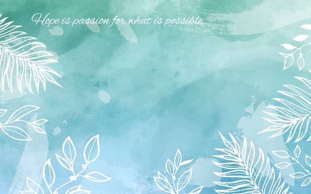 Free vector blue and green watercolor background with quote