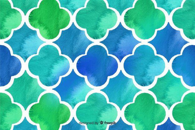 Blue and green watercolor mosaic background