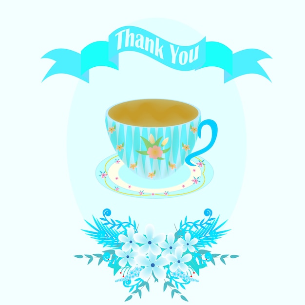 Cartolina d'auguri blu con la tazza