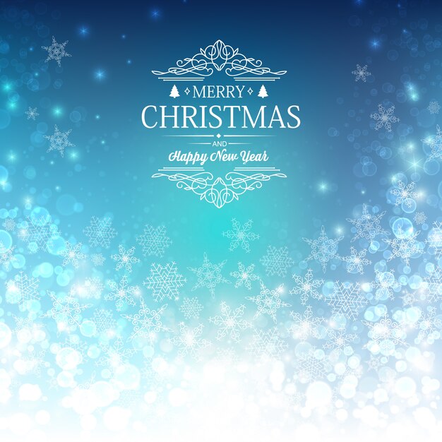願い、雪だるまなどの装飾的な要素を持つ青い挨拶メリークリスマスと新年の装飾カード