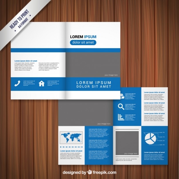 Vettore gratuito blu e brochure design grigio