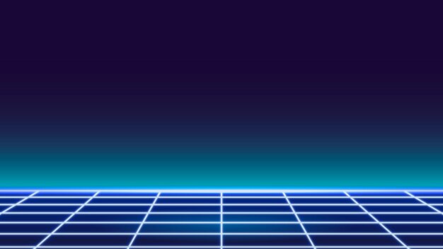 Blue grid neon patterned background vector