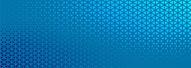 Blue halftone banner with triangle shapes design