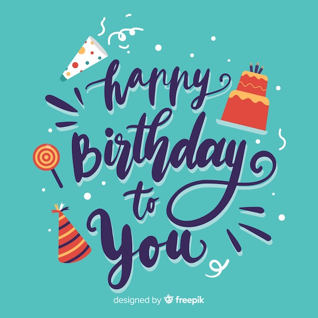 Free vector blue happy birthday lettering