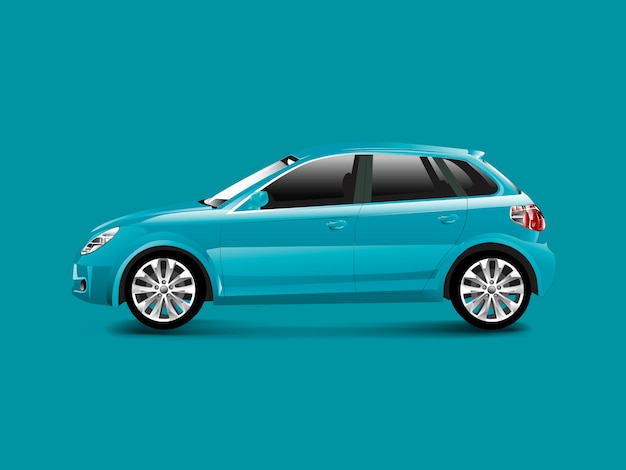 Blue hatchback car in a blue background vector