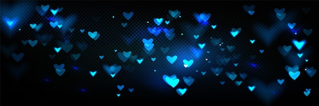 Free vector blue heart bokeh light overlay vector background