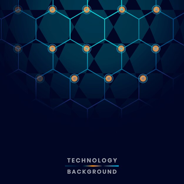 Blue hexagon network technology background vector