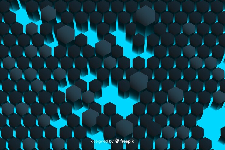 Free Vector blue hexagonal pattern circuit