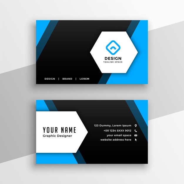 Blue hexagonal style business card design