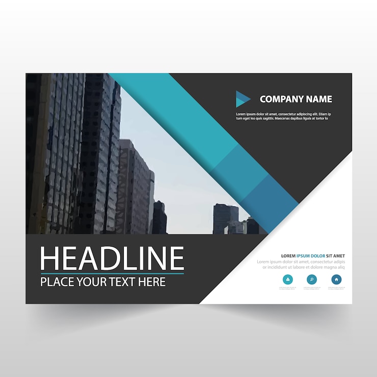 Free Vector blue horizontal business flyer template