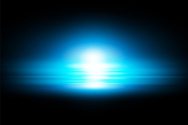 青い水平レンズフレアパックレーザービーム水平光線美しい光フレア Premiumベクター