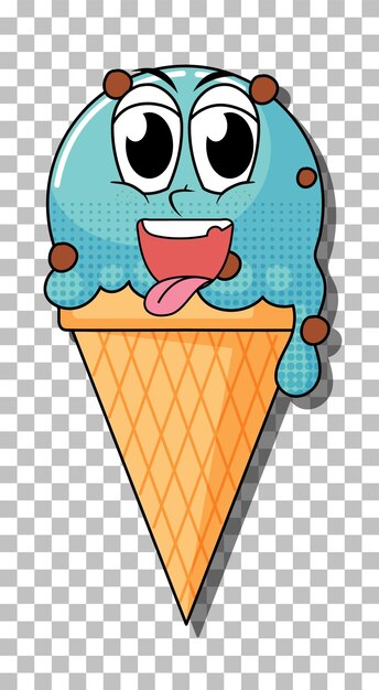 Синий конус мороженого мультипликационный персонаж изолирован