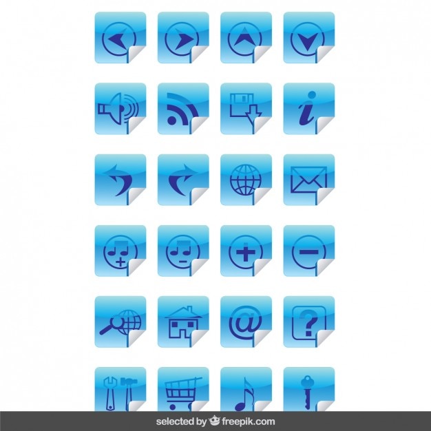 Free vector blue icons stickers