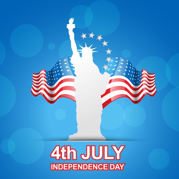 Free Vector blue independence day design with statue of liberty