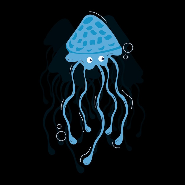 Blue jellyfish swiming