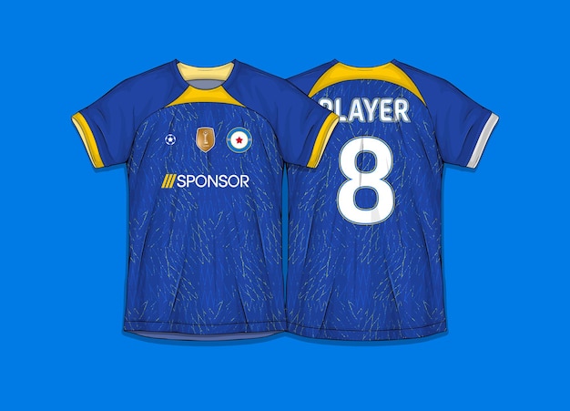 Free vector a blue jersey with the name sponsor on it