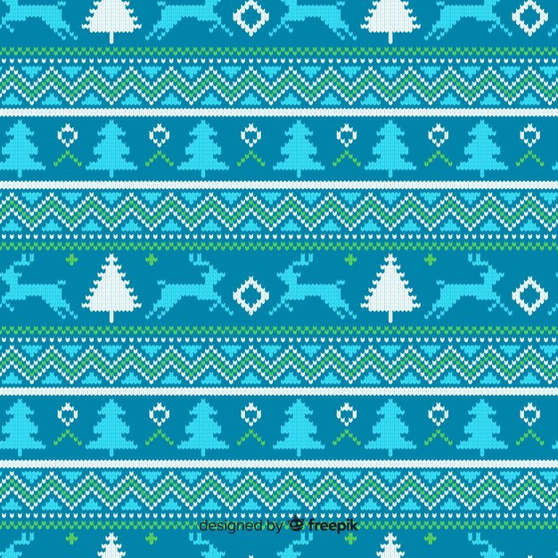 Blue knitted christmas pattern