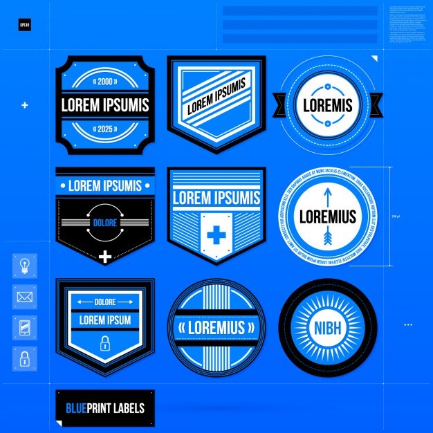 Free Vector blue label template collection