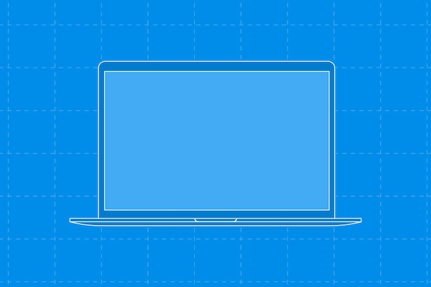 青いラップトップ、空白の画面のデジタルデバイスのベクトル図