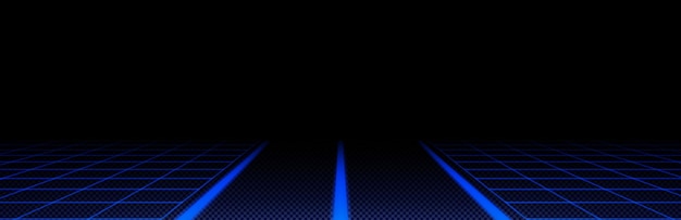 Free vector blue laser grid perspective with road line