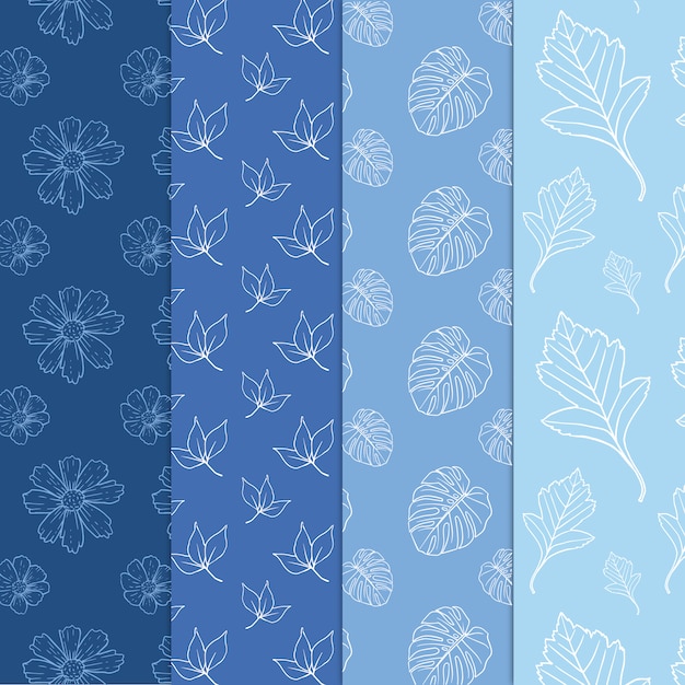 Blue leaves pattern background collection