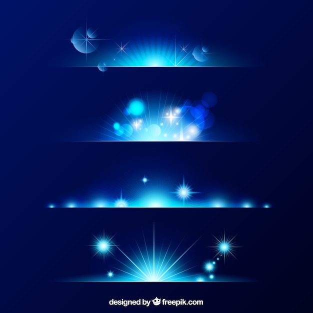Free vector blue lens flare divider collection