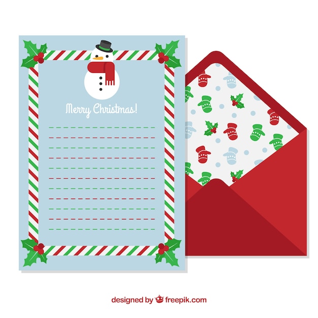 Blue letter template and red envelope
