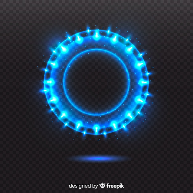 Cerchio di luce blu su sfondo trasparente