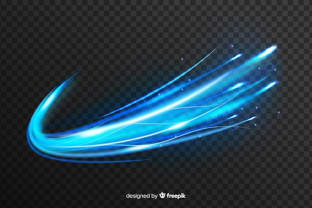 Blue light wave effect on transparent background