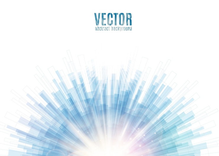blue line rounded abstract background with blur light rays and glare at the centre