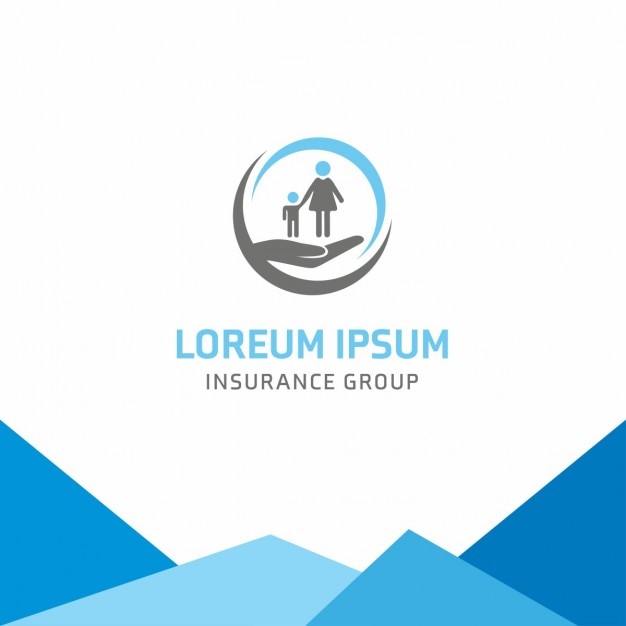 Blue logo, insurance, family